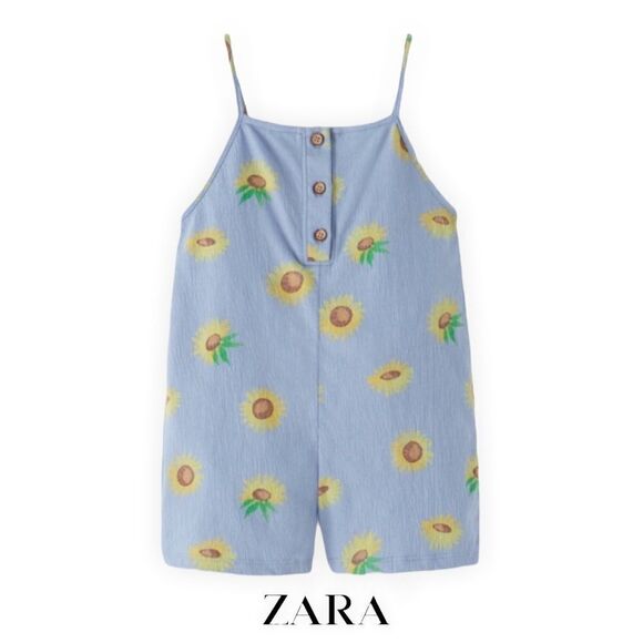 Zara Other - ZARA Kids | Blue | STRUCTURED FLORAL JUMPSUIT